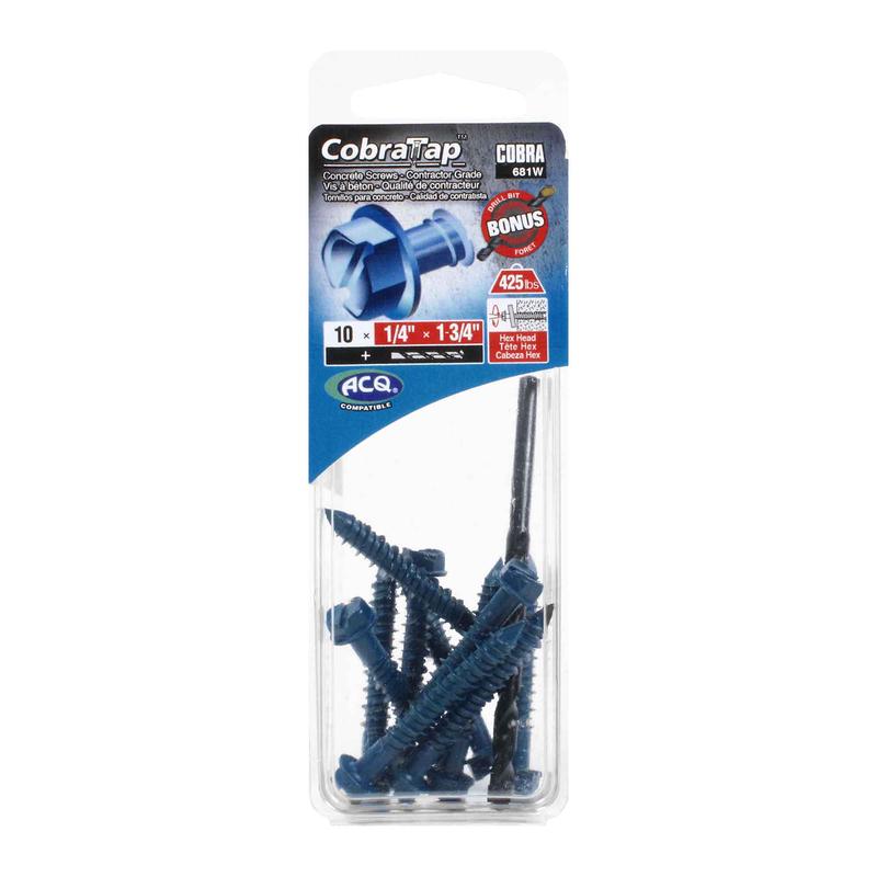 Vis  bton  tte hexagonale CobraTap de 1/4" x 1-3/4", 10 units