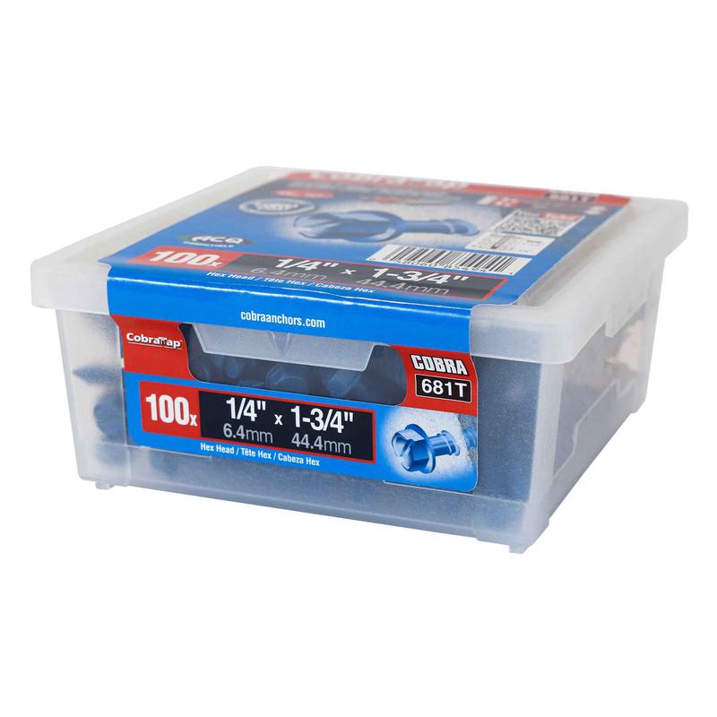 Vis  bton  tte hexagonale CobraTap de 1/4" x 1-3/4", 100 units