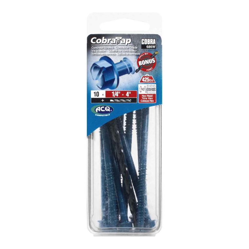 Vis  bton  tte hexagonale CobraTap de 1/4" x 4", 10 units