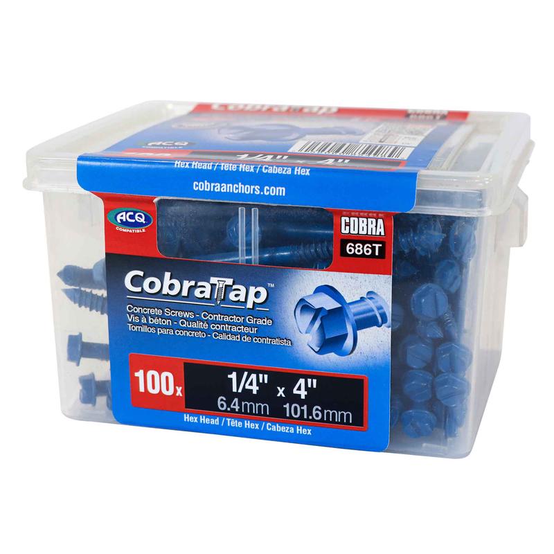Vis  bton  tte hexagonale CobraTap de 1/4" x 4", 100 units