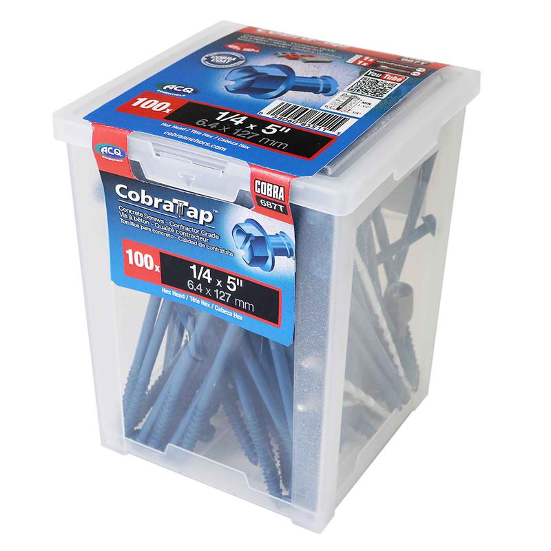 Vis  bton  tte hexagonale CobraTap de 1/4" x 5", 100 units