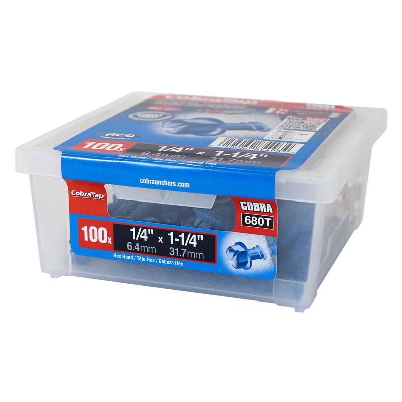 Vis  bton  tte hexagonale CobraTap de 1/4" x1-1/4", 100 units