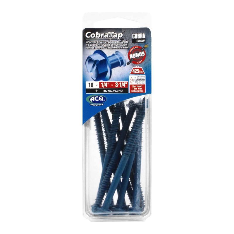 Vis  bton  tte hexagonale CobraTap de 1/4" x3-1/4", 10 units