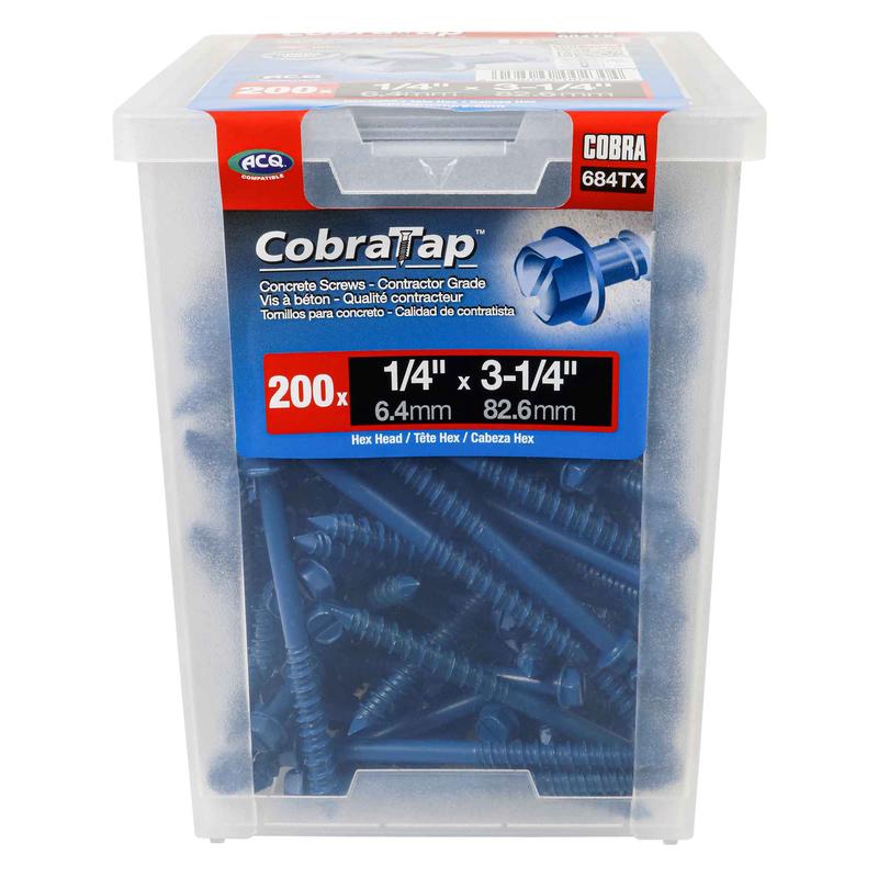 Vis  bton  tte hexagonale CobraTap de 1/4" x3-1/4", 200 units