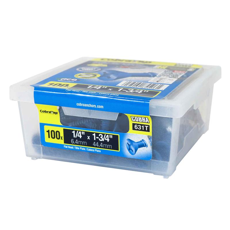 Vis  bton  tte plate CobraTap de 1/4" x 1-3/4", 100 units
