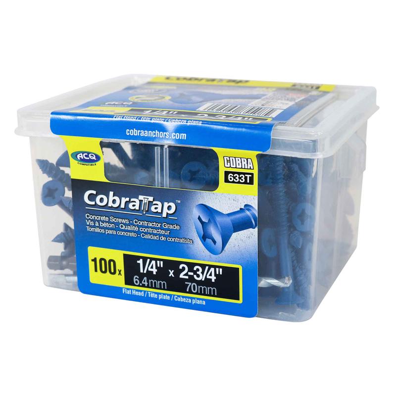 Vis  bton  tte plate CobraTap de 1/4" x 2-3/4", 100 units
