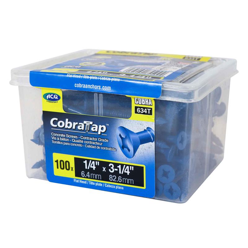 Vis  bton  tte plate CobraTap de 1/4" x 3-1/4", 100 units