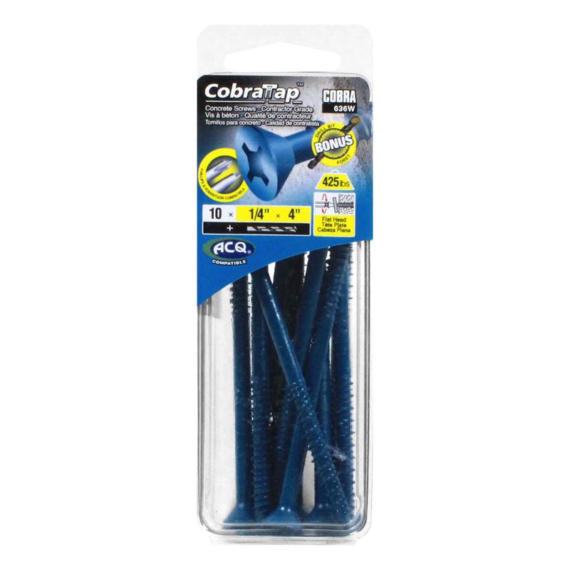 Vis  bton  tte plate CobraTap de 1/4" x 4", 10 units