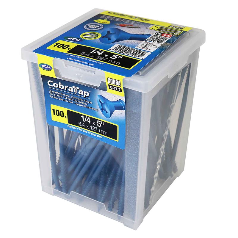 Vis  bton  tte plate CobraTap de 1/4" x 5", 100 units