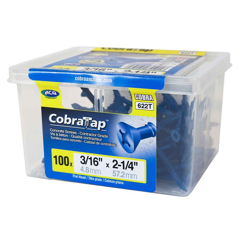Vis  bton  tte plate CobraTap de 3/16" x 2-1/4'', 100 units