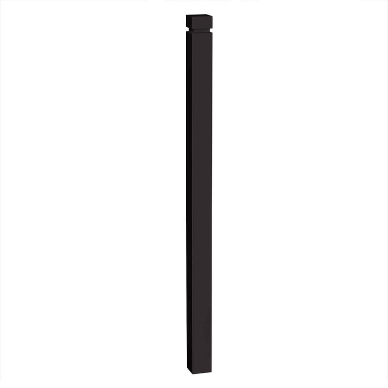 Poteau de dpart de 2-1/2'' x 2-1/2'' x 44'', laqu noir mat