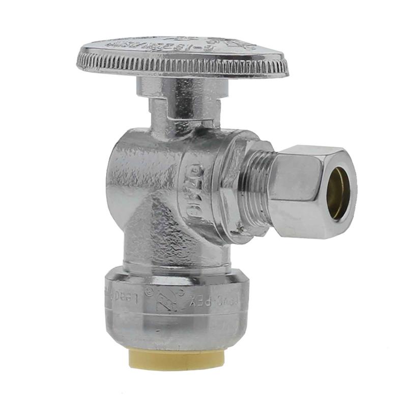 Valve chrome  bille sans plomb de 1/2" FP x 3/8" OD, angle 90