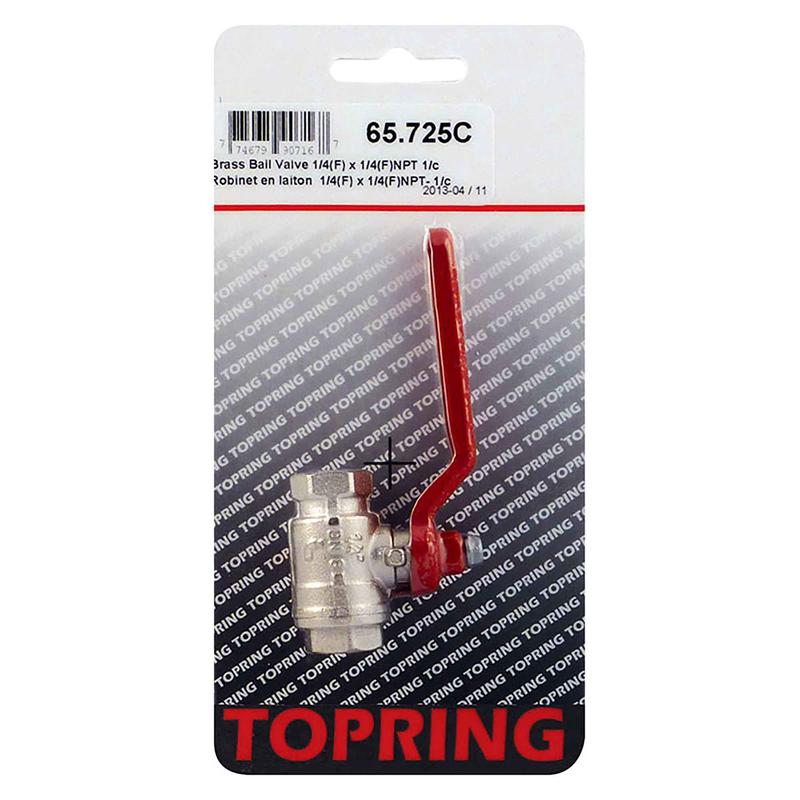 Robinet en laiton  quart de tour pour air comprim, 1/4 (F) x 1/4 (F) NPT