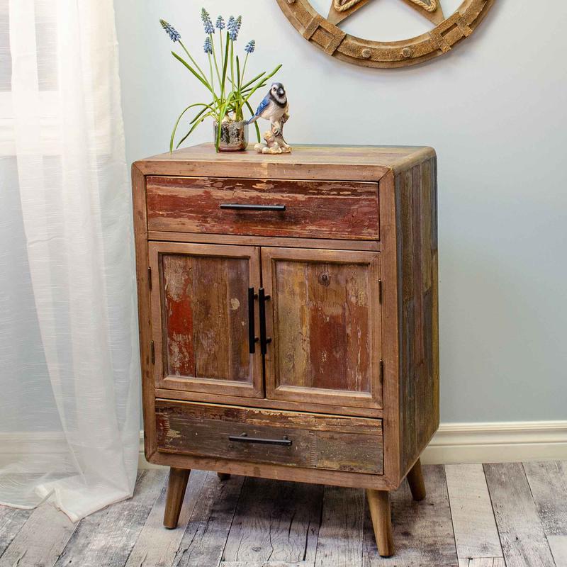 Armoire rustique en bois  2 tiroirs, 23-1/2" x 15-1/4" x 33-3/4"