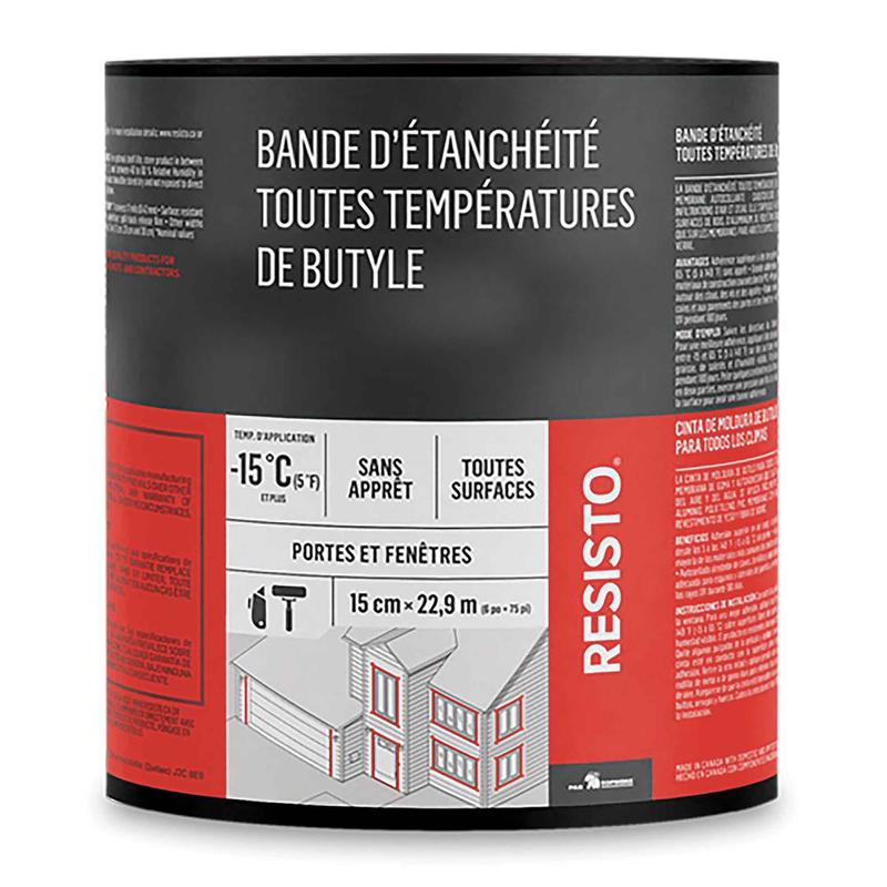 Bande d'tanchit toutes tempratures au butyle, 6'' x 75'