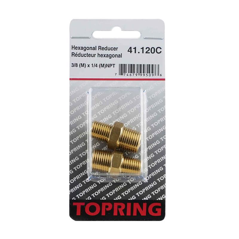 Rducteur hexagonal d'air comprim de 3/8 (M) x 1/4 (M) NPT, 2 pices