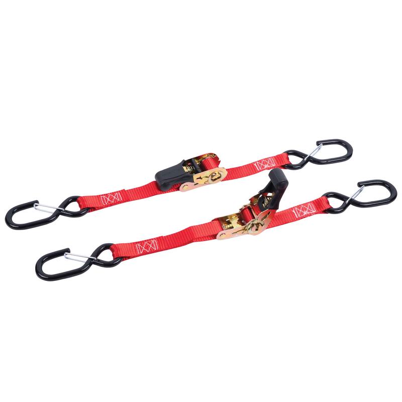 Sangle  cliquet pour moto avec crochet de scurit et rsistance  la rupture de 1 200 lb, 1" x 6' (2 units)