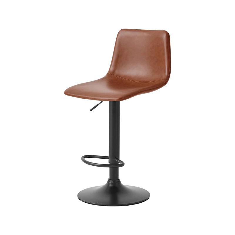 Tabouret avec assise en simili cuir de couleur marron vintage et base en mtal noir