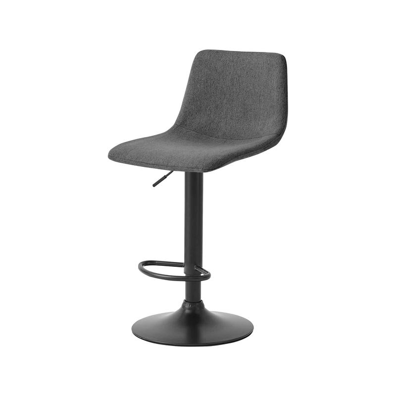 Tabouret avec assise en tissu de couleur charbon et base en mtal noir