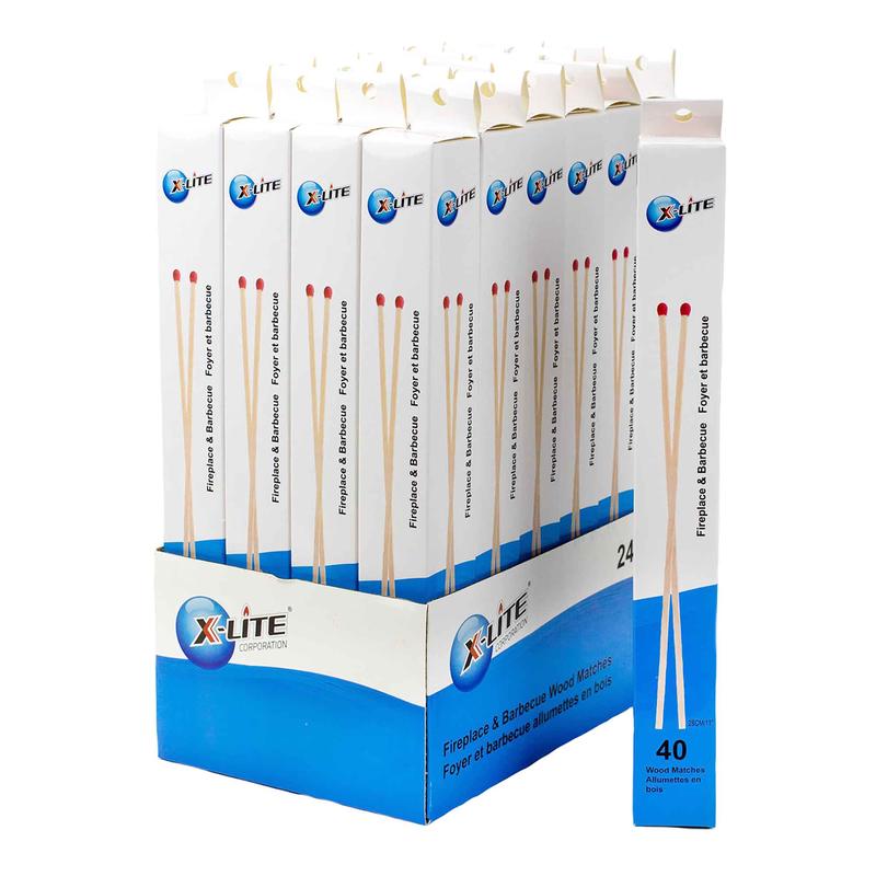 Allumettes longues en bois pour foyer et BBQ, 40 units