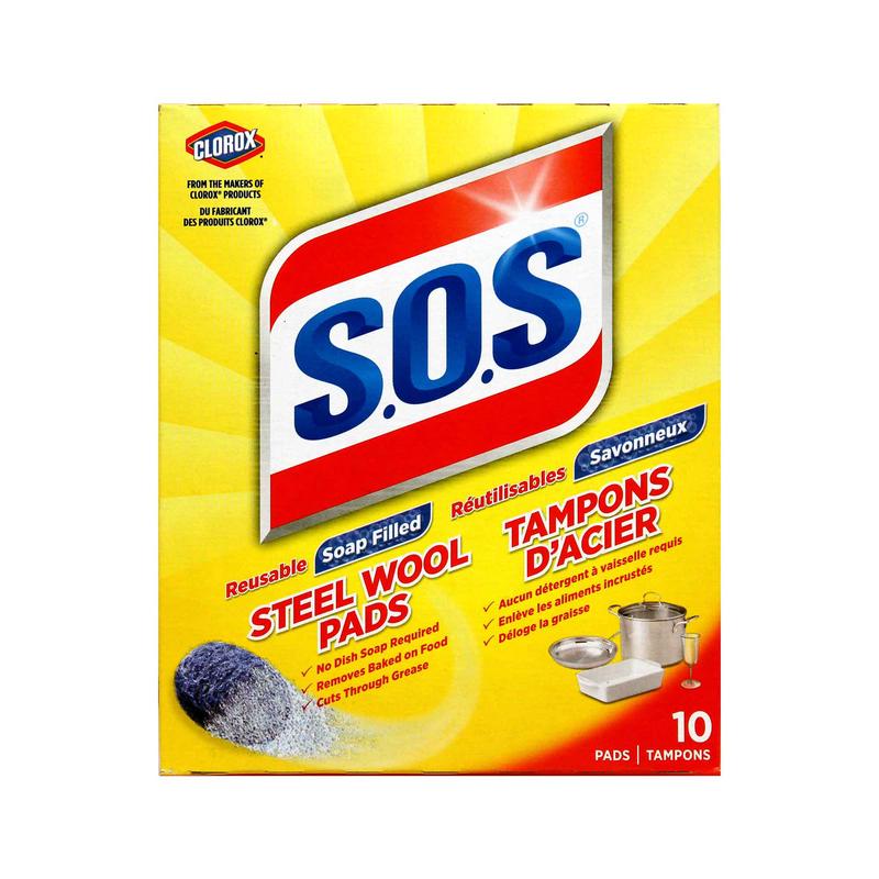 Tampon d'acier savonneux rutilisable S.O.S, 10 units
