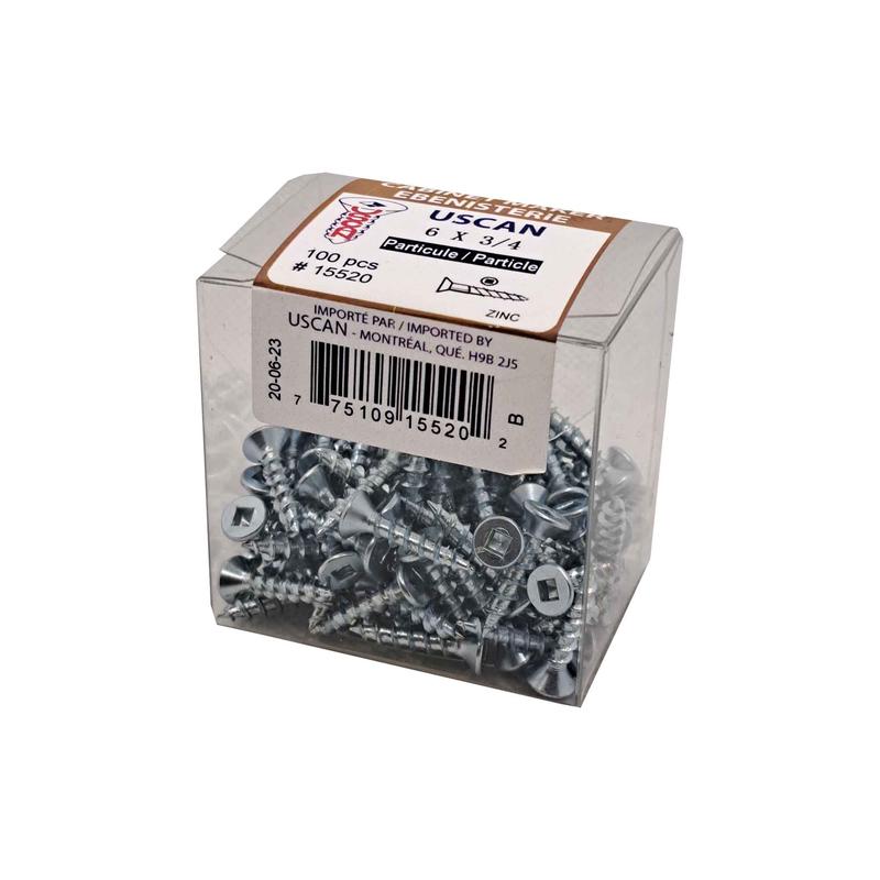 Vis  particule  tte plate plaque zinc, #6 x 3/4" (100 units)