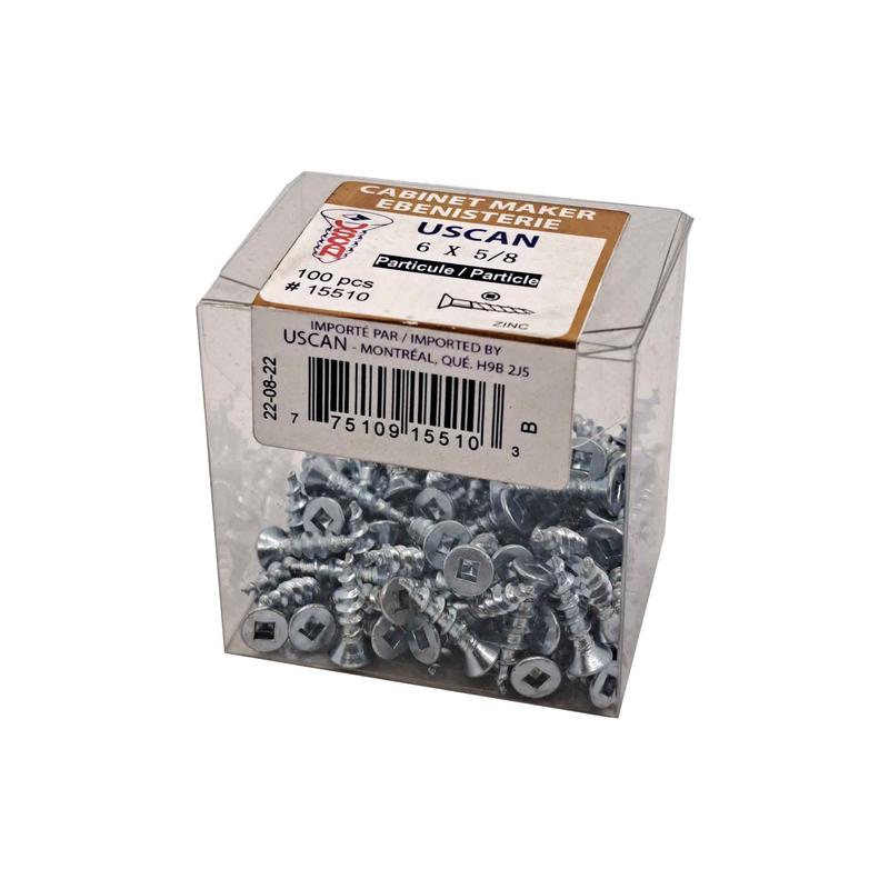 Vis  particule  tte plate plaque zinc, #6 x 5/8" (100 units)