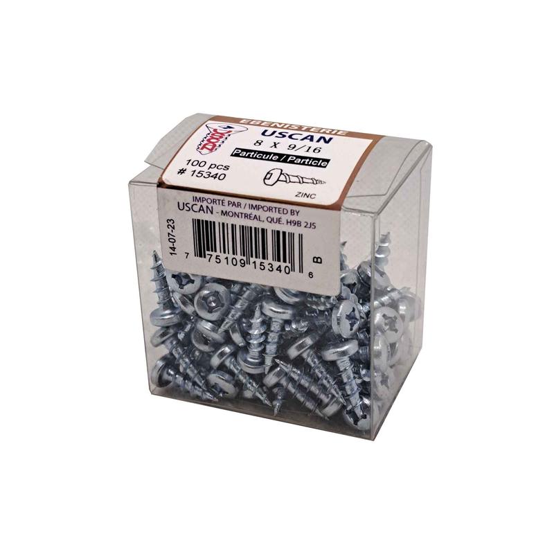 Vis  particule  tte ronde plaque zinc, #8 x 9/16" (100 units)