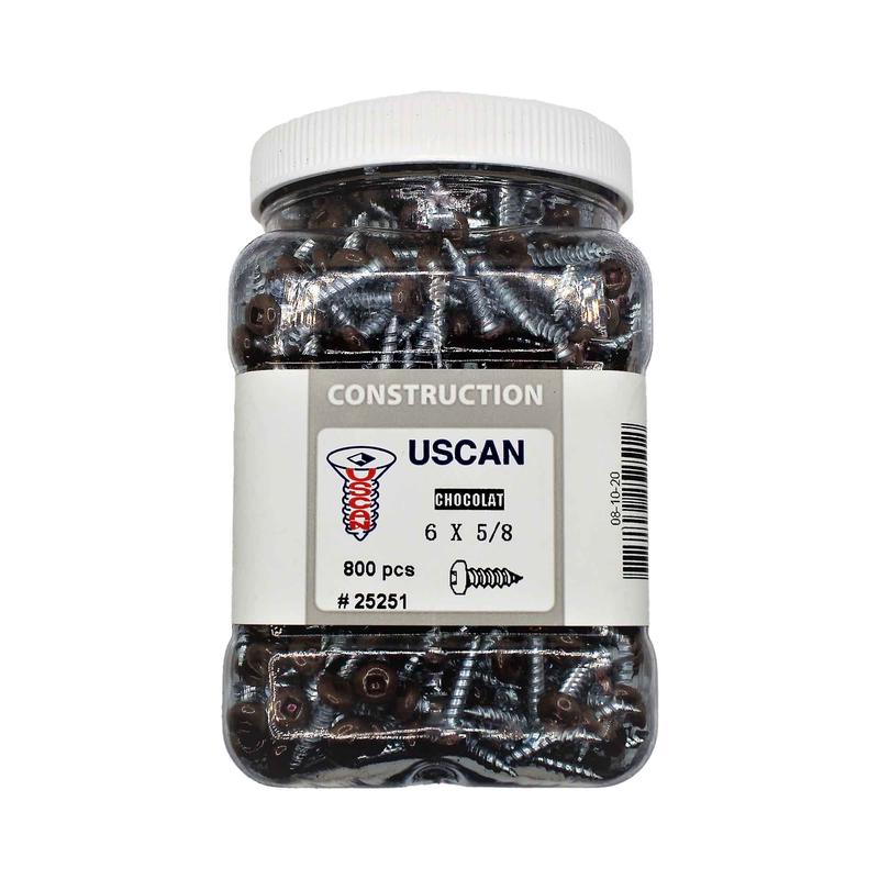 Vis pour soffite  tte de couleur chocolat, #6 x 5/8" (pot de 800 units)