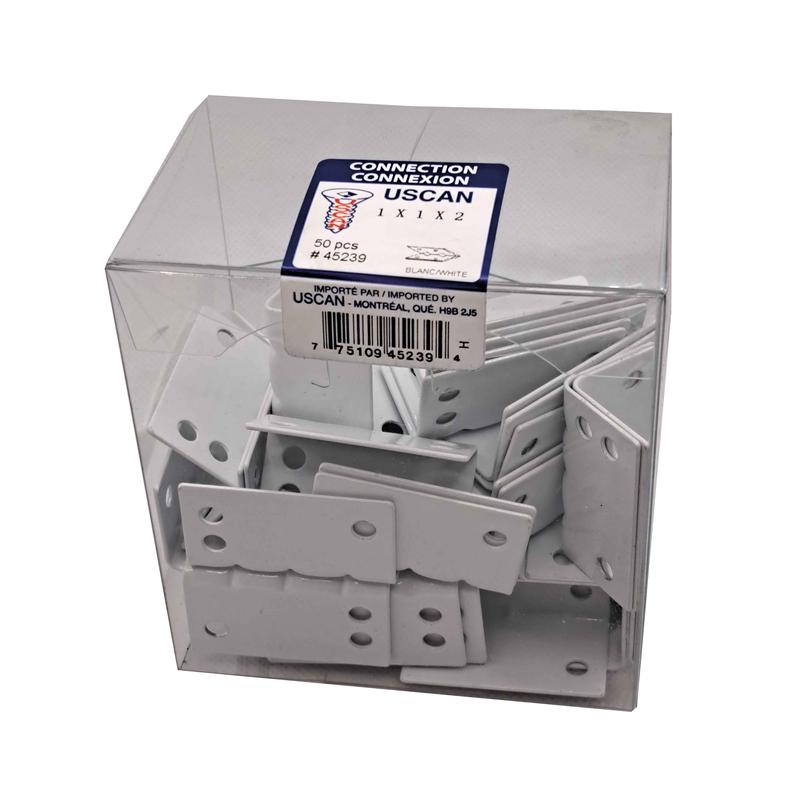 querre de connexion en acier peint blanc, 1'' x 1" x 2" (50 units)