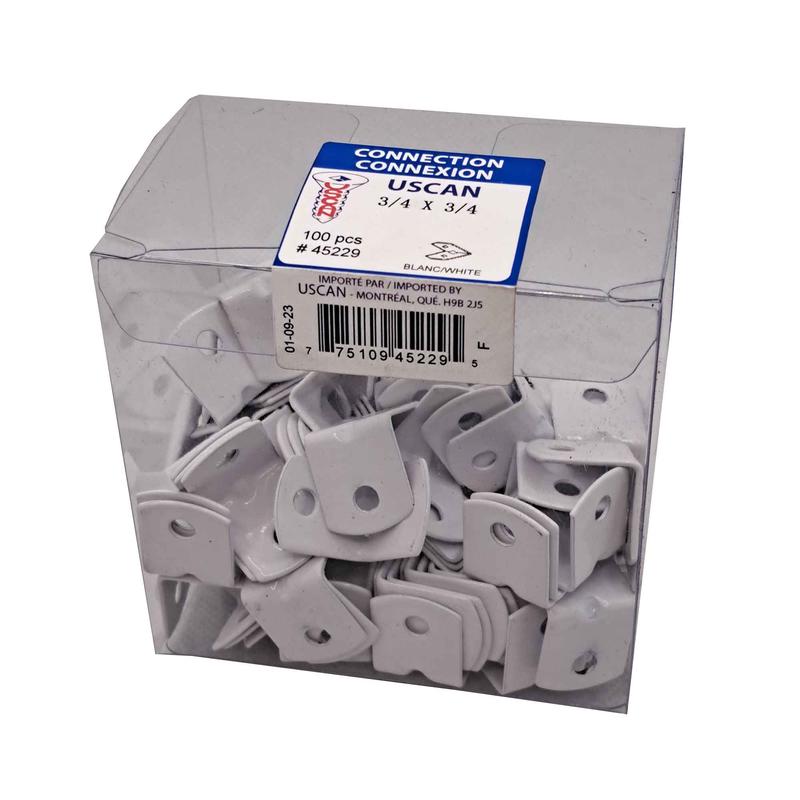 querre de connexion en acier peint blanc, 3/4" x 3/4" (100 units)