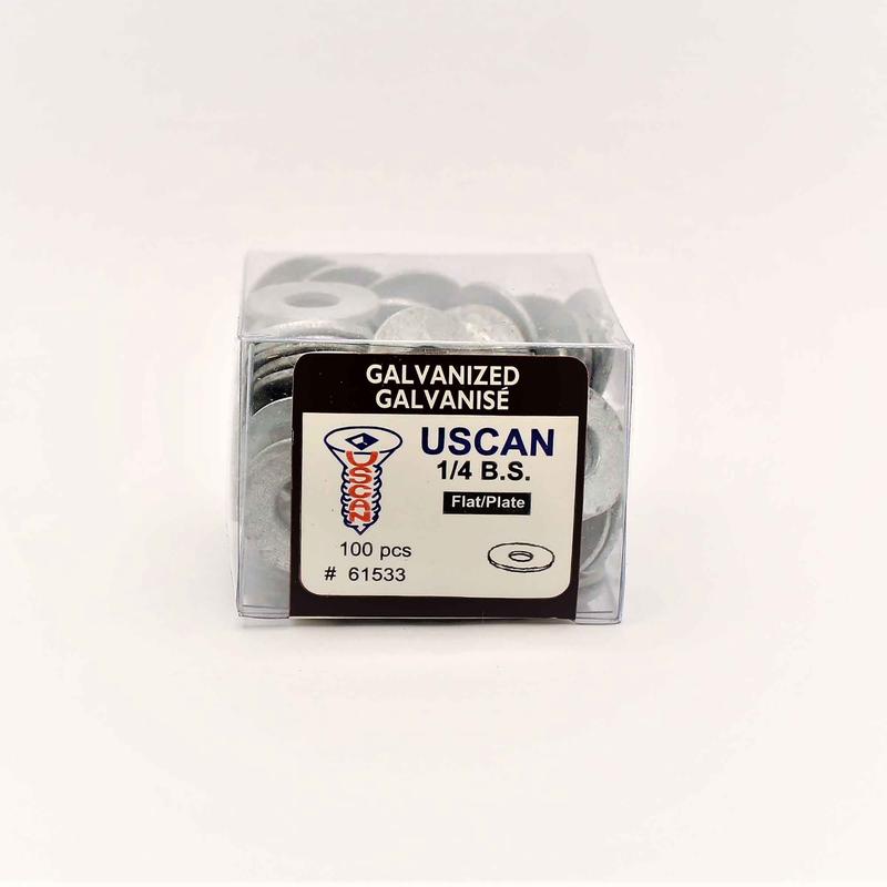 Rondelle plate en acier galvanis, 1/4" (100 units)