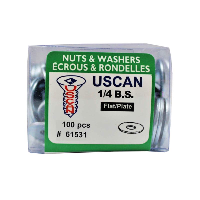 Rondelle plate en acier plaqu de zinc, 1/4" (100 units)