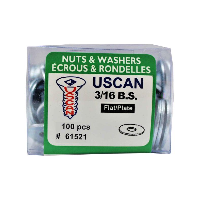 Rondelle plate en acier plaqu de zinc, 3/16" (100 units)