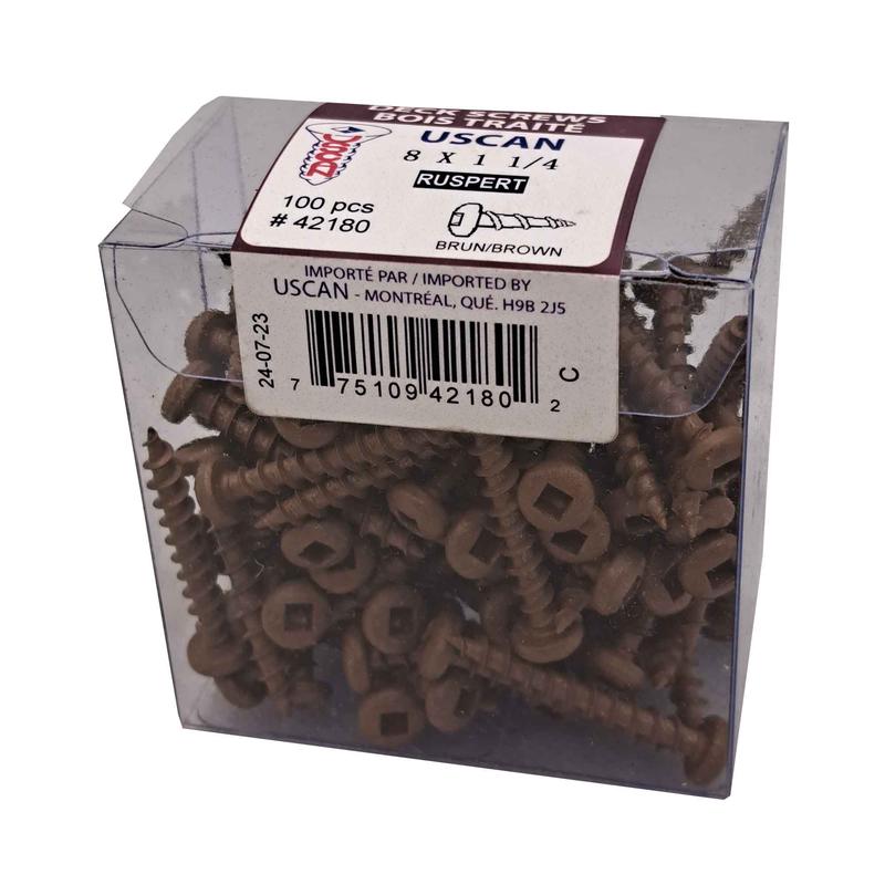Vis  bois trait brune  tte ronde, #8 x 1-1/4" (100 units)