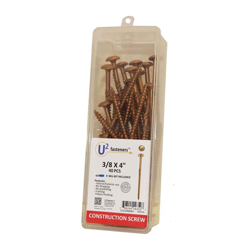 Vis de construction U2 Fasteners, 3/8" x 4" (40 units)