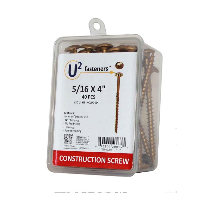 Vis de construction U2 Fasteners, 5/16" x 4" (40 units)