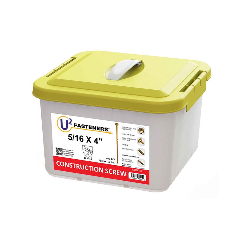 Vis de construction U2 Fasteners, 5/16" x 4" (400 units)