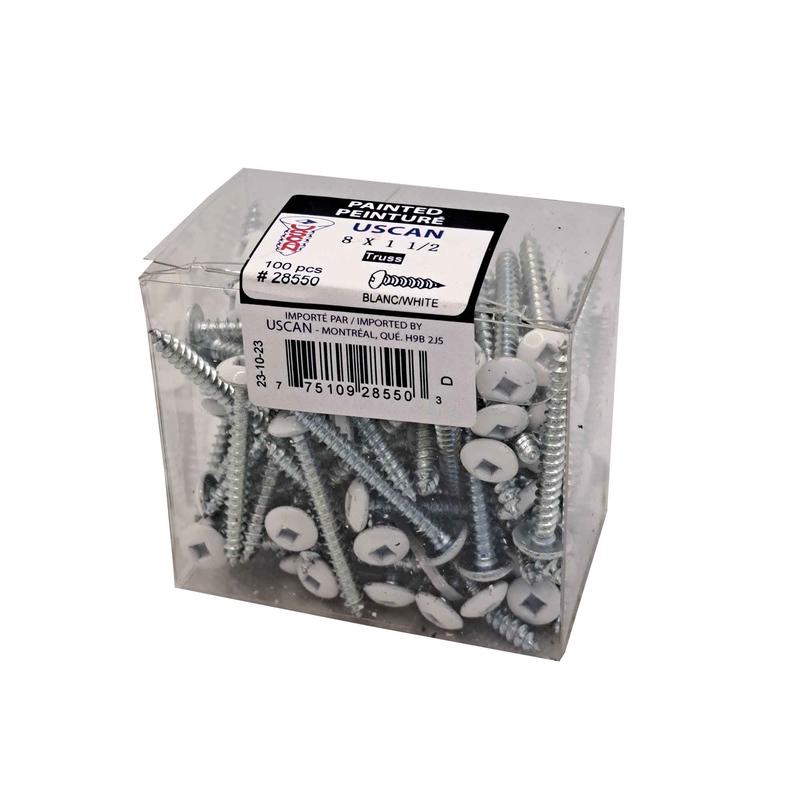 Vis  mtal  tte vase blanc, #8 x 1-1/2" (100 units)