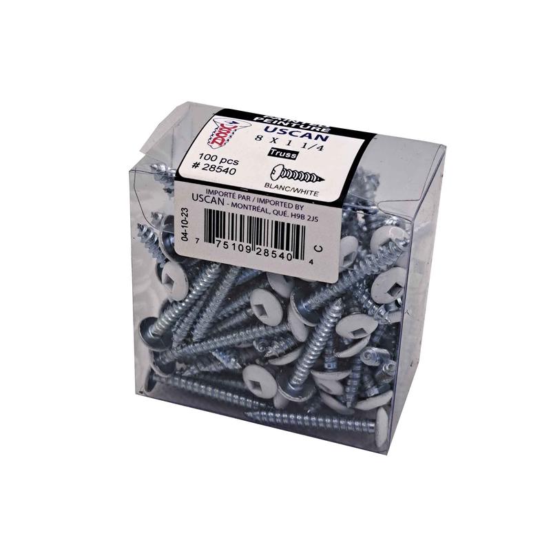 Vis  mtal  tte vase blanc, #8 x 1-1/4" (100 units)