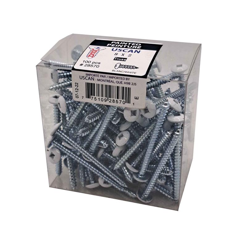 Vis  mtal  tte vase blanche, #8 x 2" (100 units)