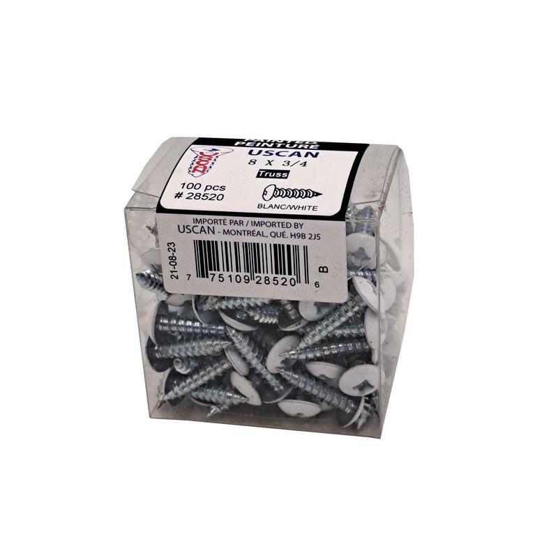 Vis  mtal  tte vase blanche, #8 x 3/4" (100 units)