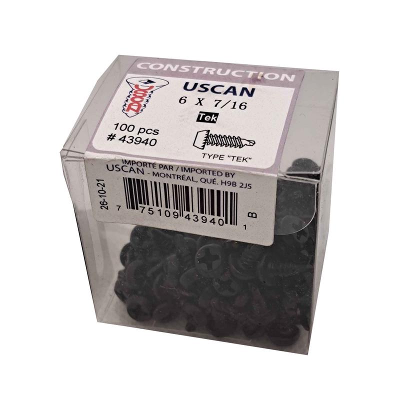 Vis noire "Tek" pour charpente mtallique, #6 x 7/16" (100 units)