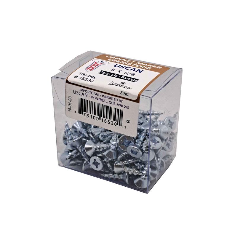 Vis  particule  tte plate plaque zinc, #8 x 5/8" (100 units)