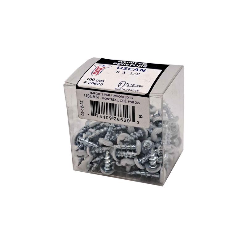 Vis  particule  tte ronde blanche, #8 x 1/2" (100 units)