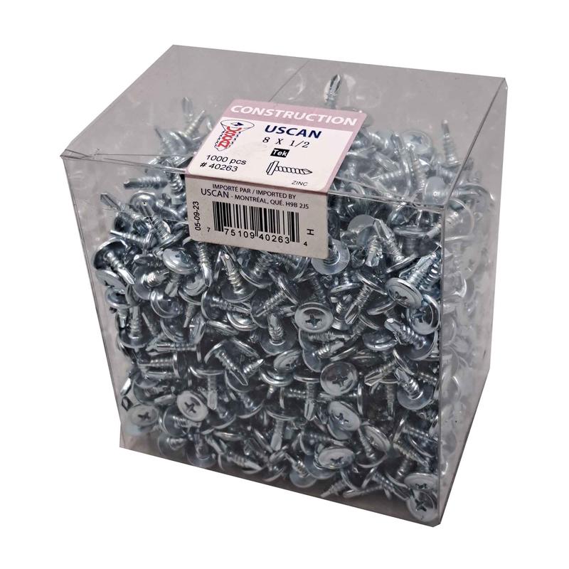 Vis plaque zinc "Tek" pour charpente mtallique, #8 x 1/2" (1 000 units)