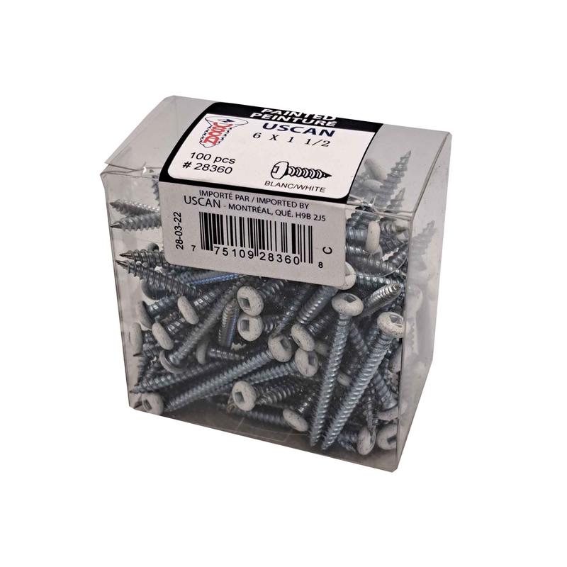 Vis pour mtal  tte ronde de couleur blanche, #6 x 1-1/2" (100 units)