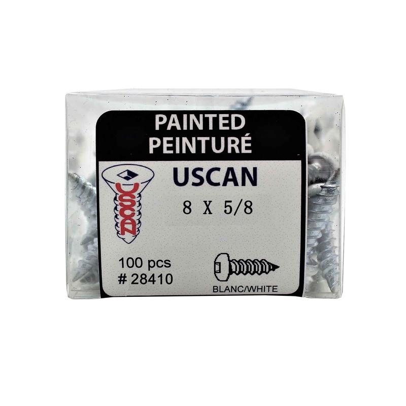 Vis pour mtal  tte ronde de couleur blanche, #8 x 5/8" (100 units)