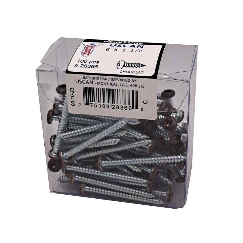 Vis pour mtal  tte ronde de couleur chocolat, #6 x 1-1/2" (100 units)