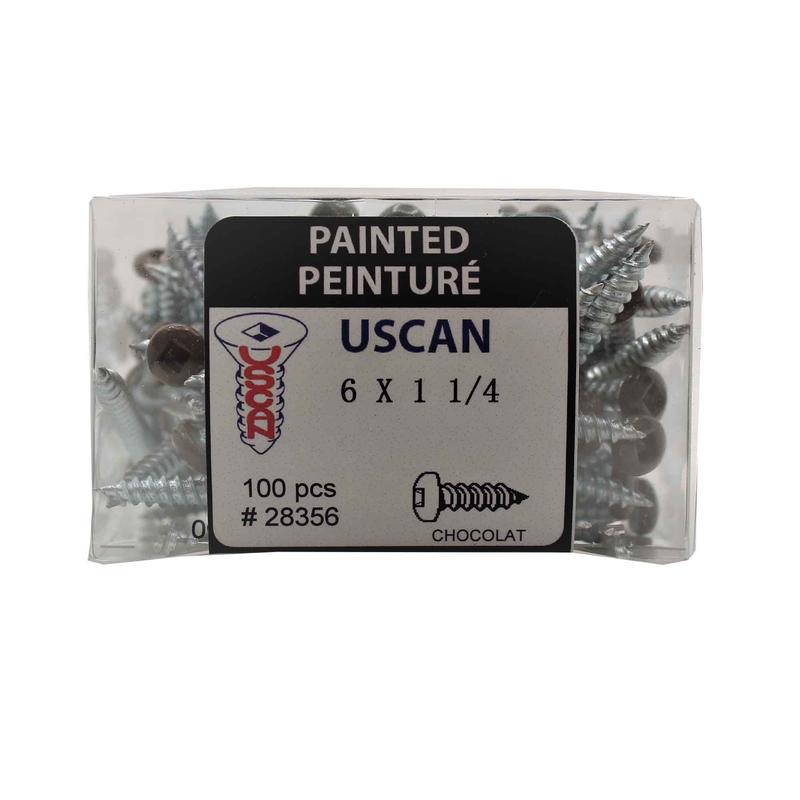 Vis pour mtal  tte ronde de couleur chocolat, #6 x 1-1/4" (100 units)